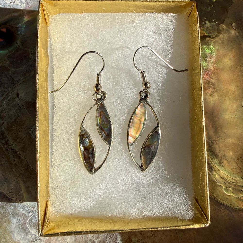 Elegant Silver and Abalone Shell Earrings